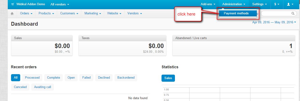 Administration panel