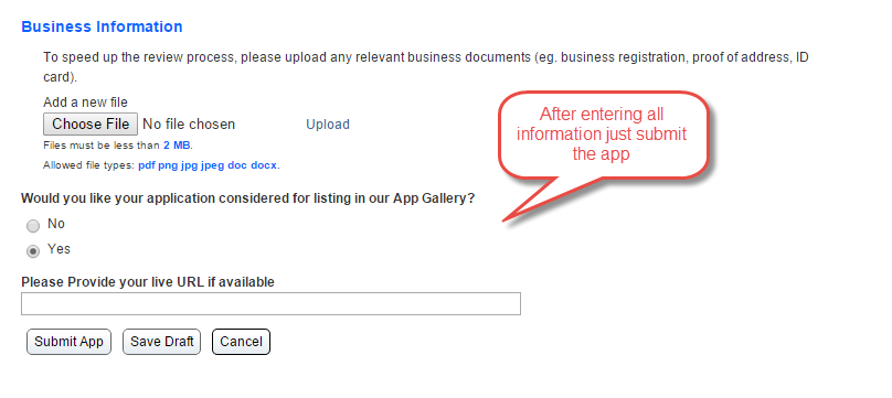 Application submission
