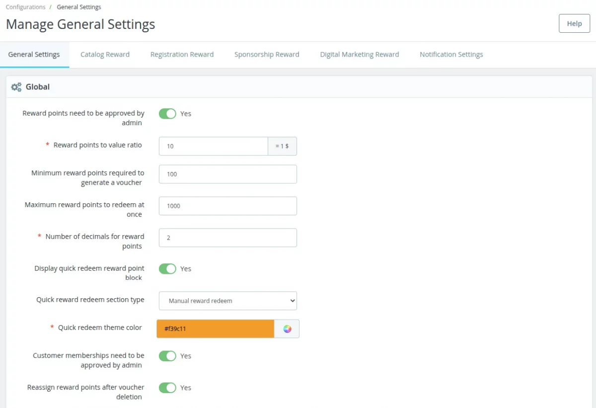 configuration settings