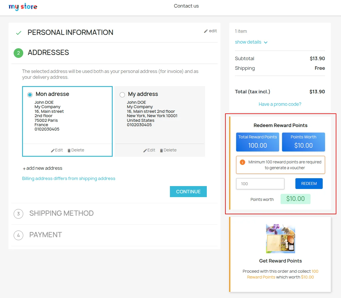 manually redeem reward points