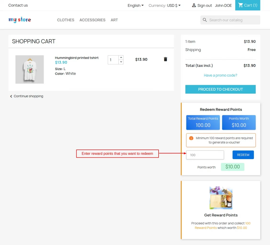 manually redeem reward points