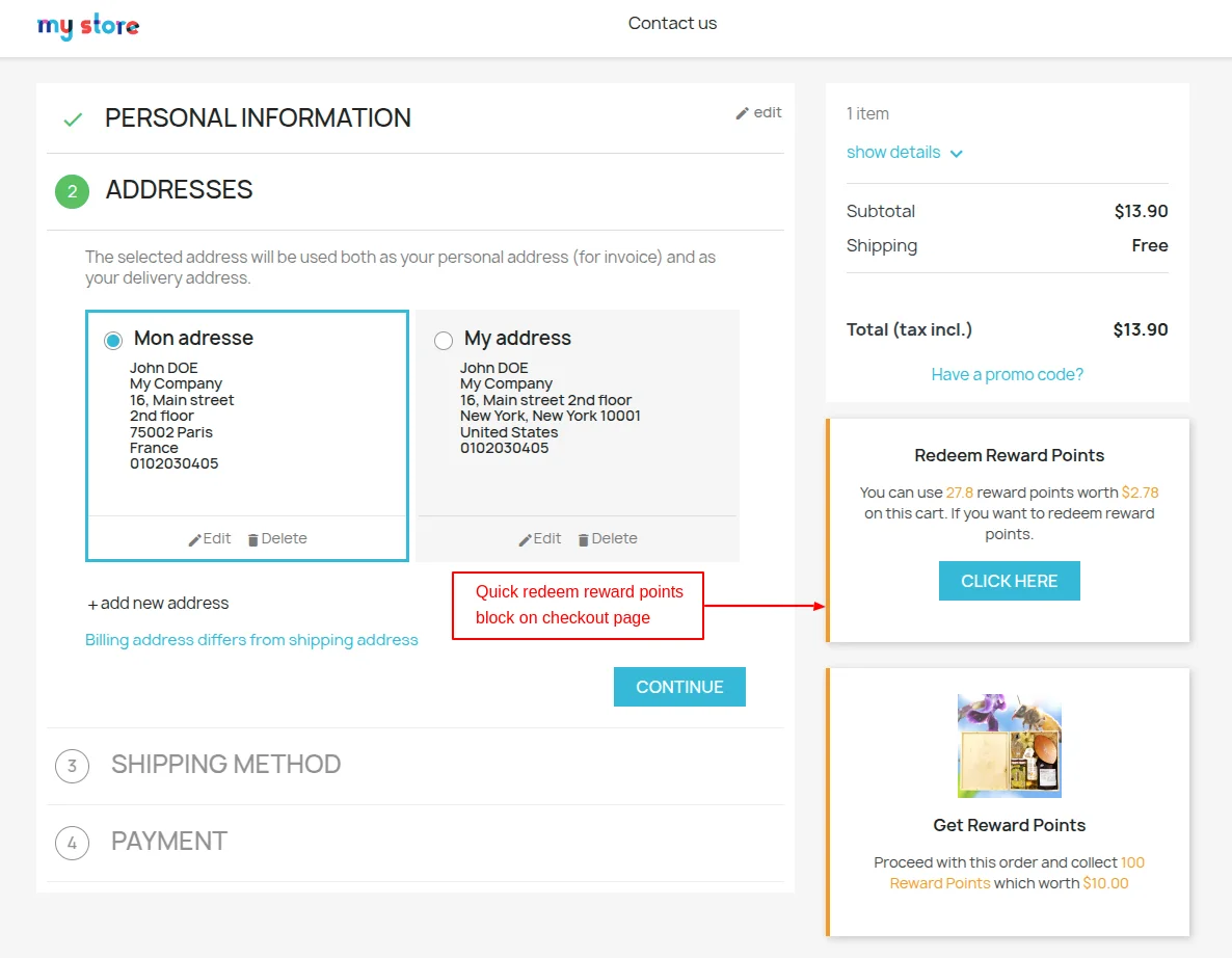 redeem reward points