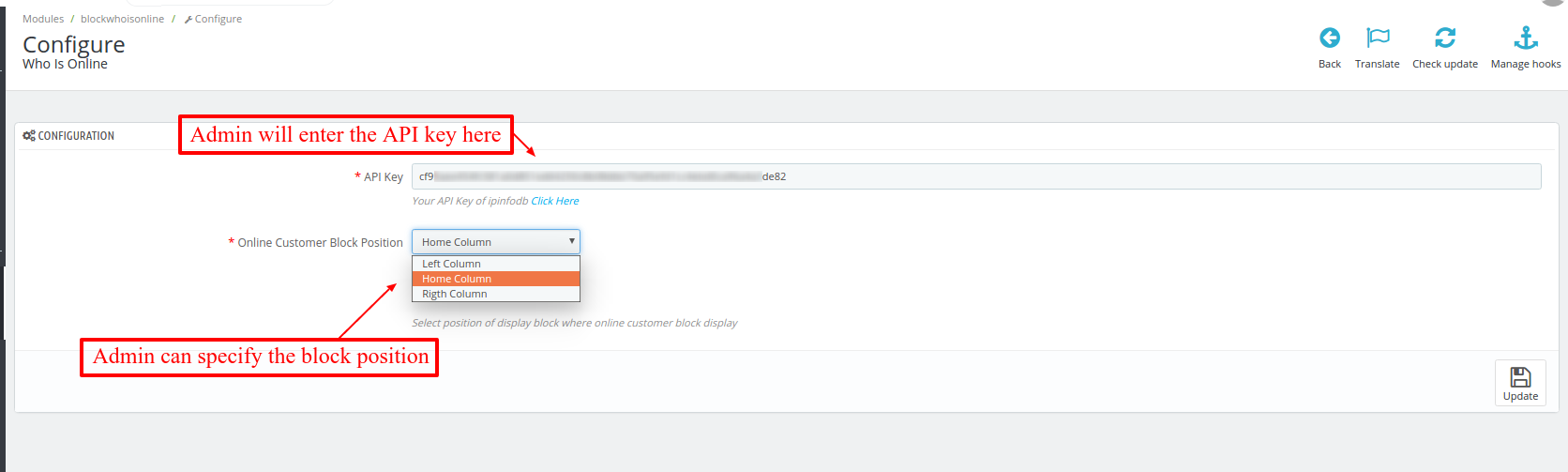 Configure PrestaShop Who Is Online module