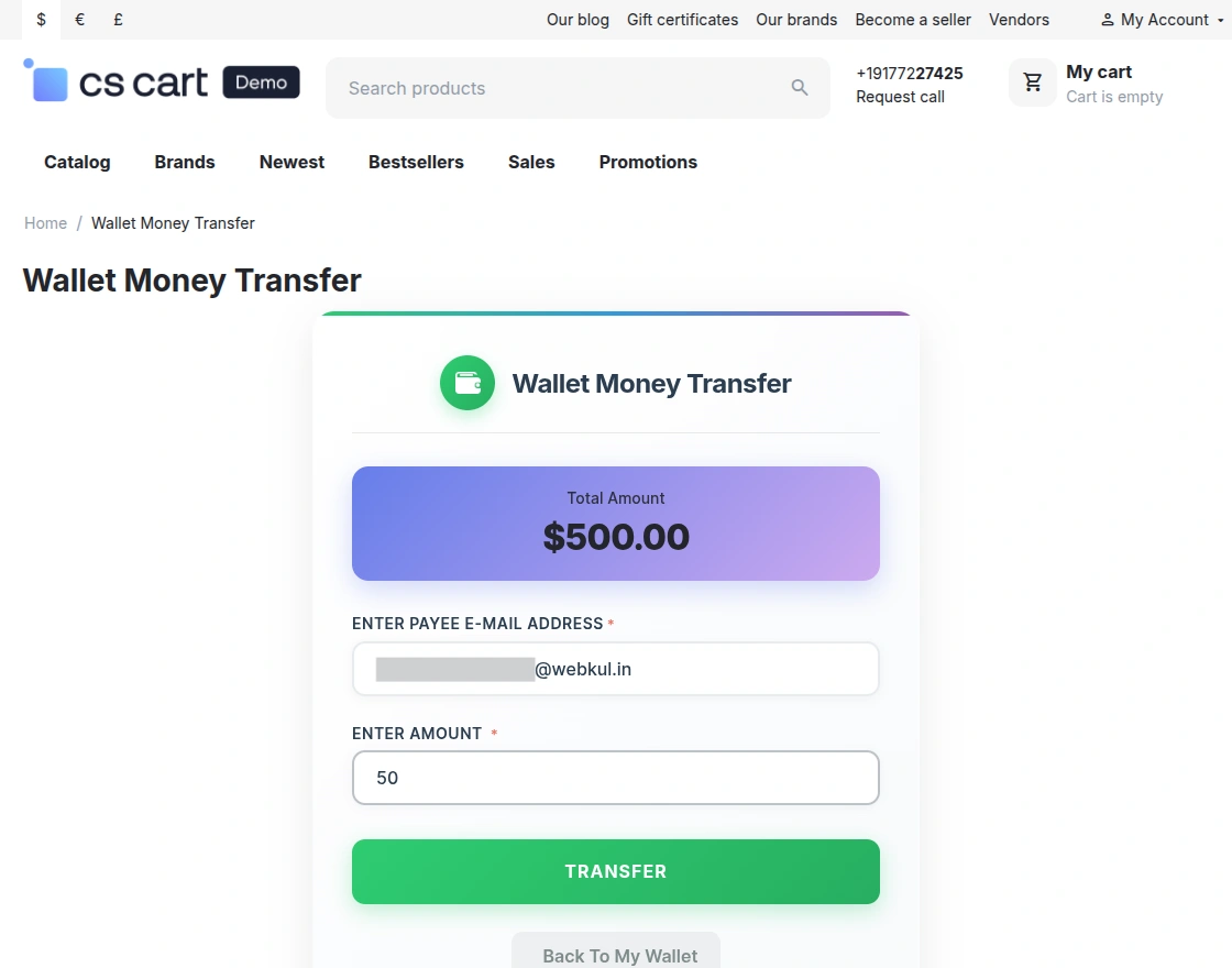 transfer wallet money