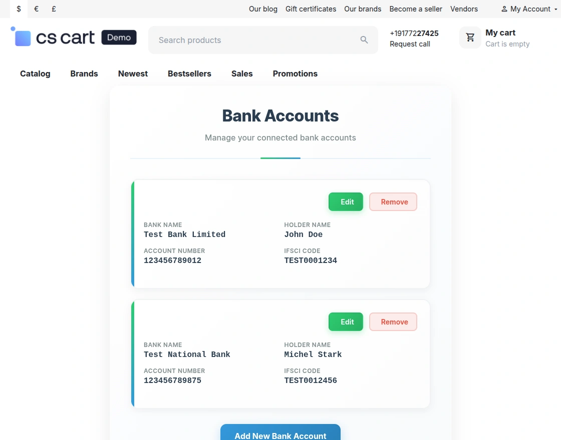 view bank accounts