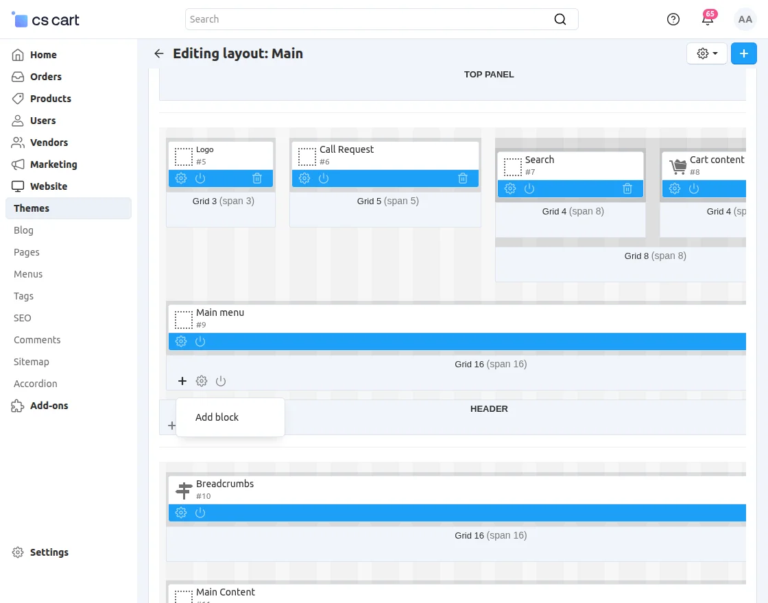 CS-Cart layout add for Accordian Slider