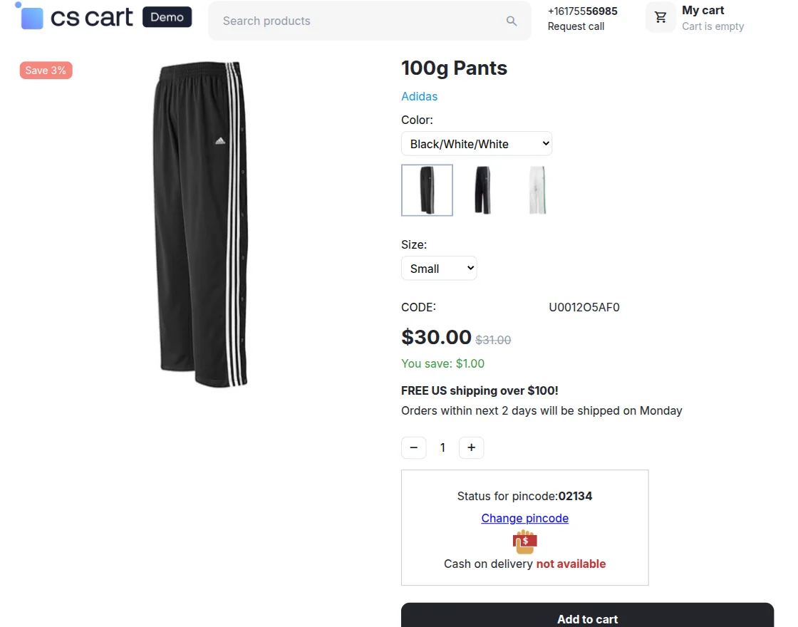 CS-Cart zipcode availability