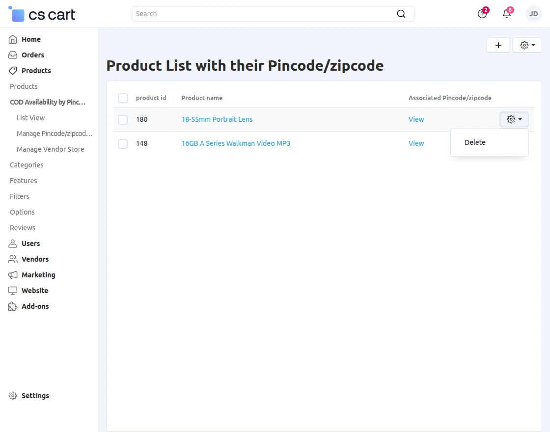CS-Cart Product Availability By Pincode/Zipcode list view