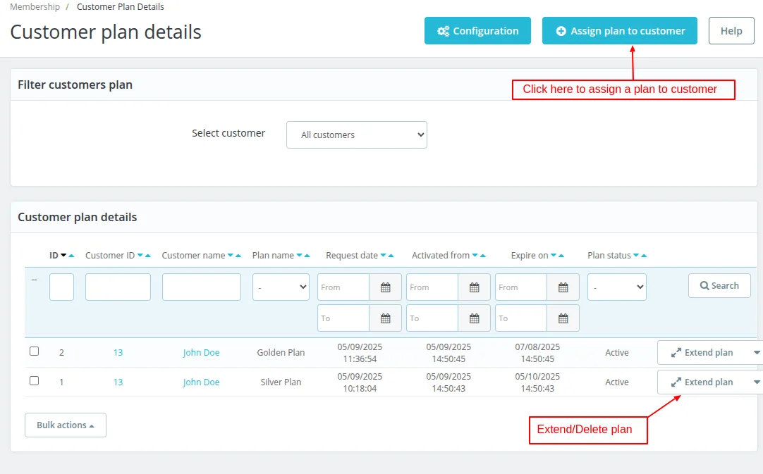 customer plan details