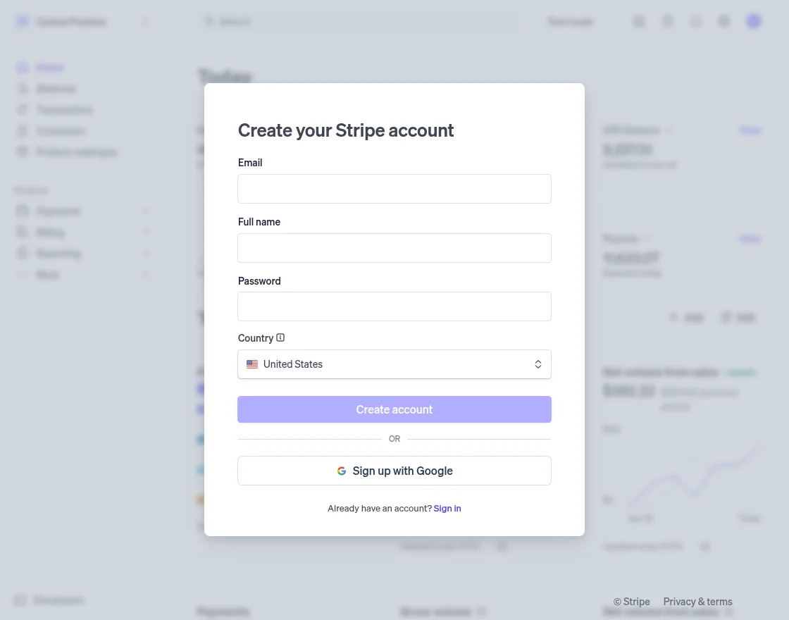 stripe register