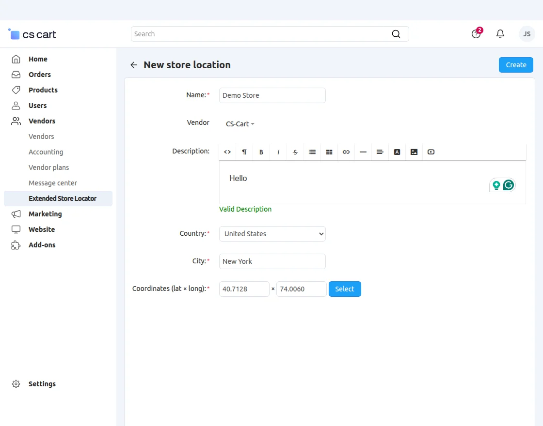 fill locator details