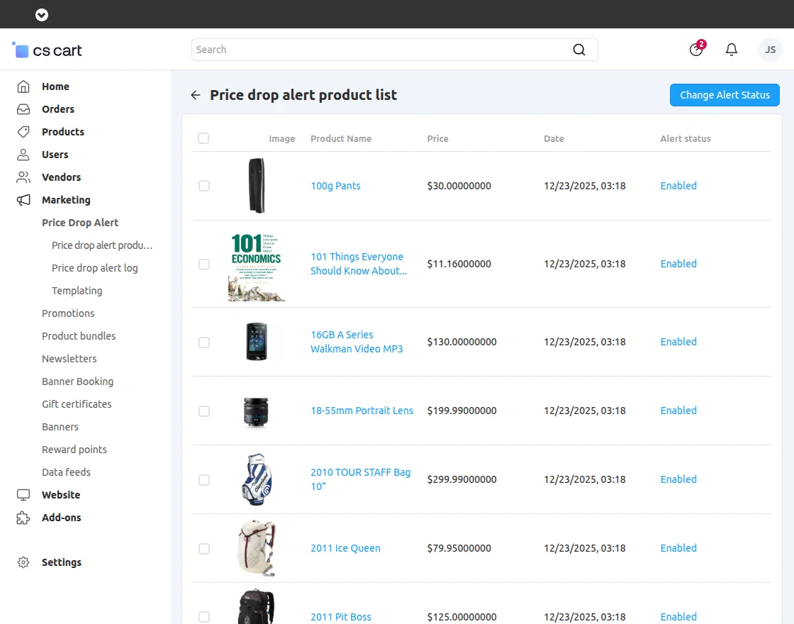 price drop product list