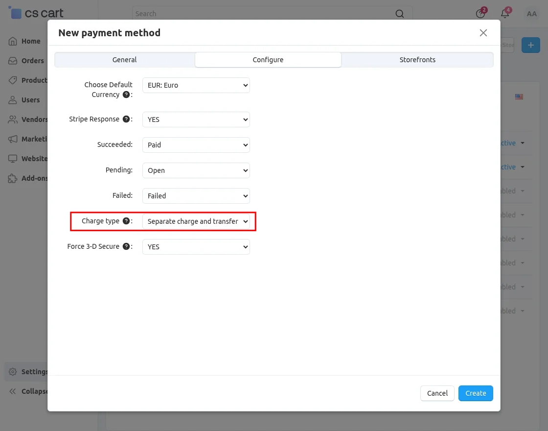 CS-Cart Stripe payment configuration