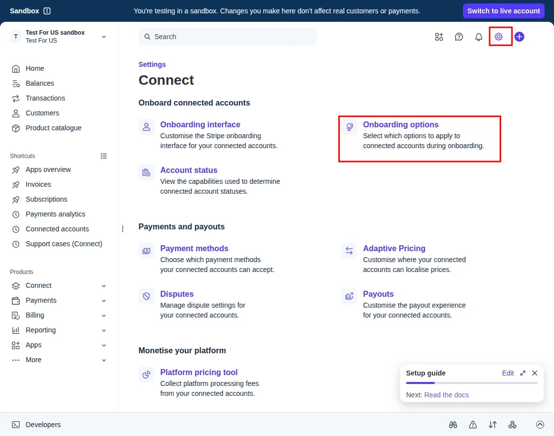 Stripe navigate for oauth