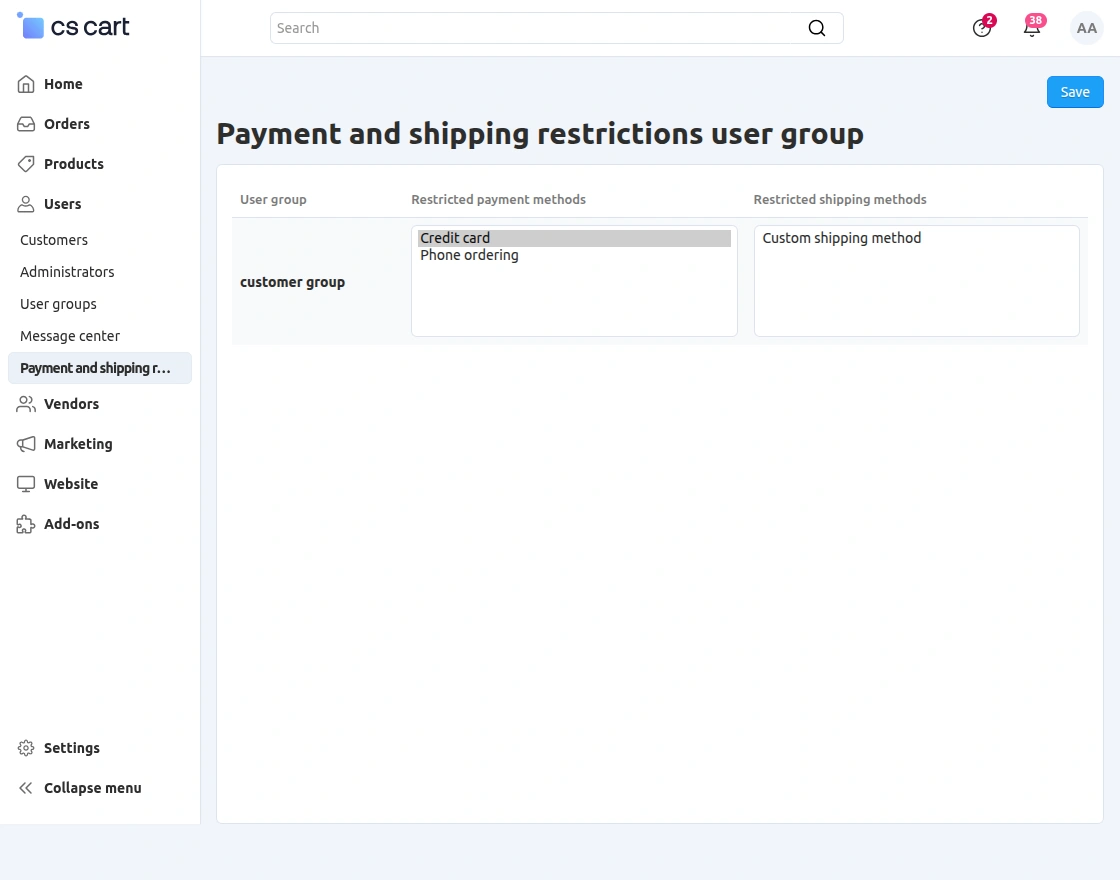 cs-cart-payment-shipping-restriction-user-groups-payment-restrcitions