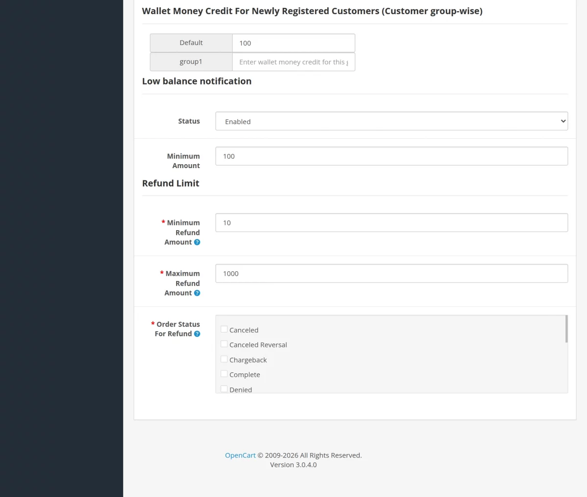 oc-wallet-system-general-configuration