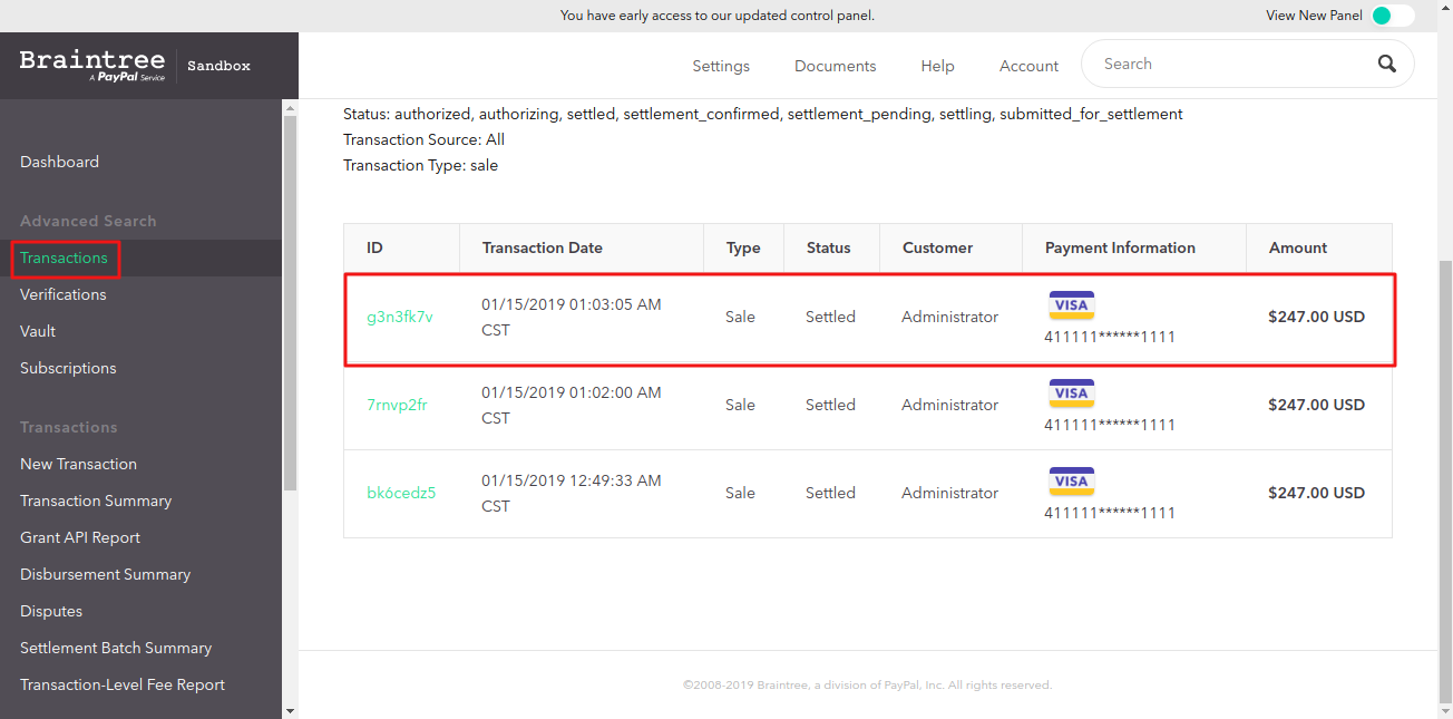 Braintree Dashboard 1
