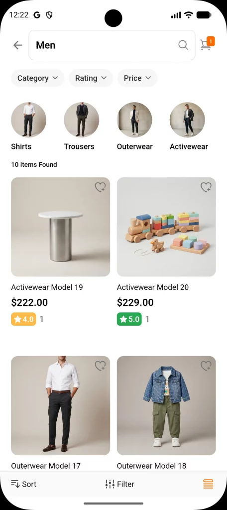 category grid view