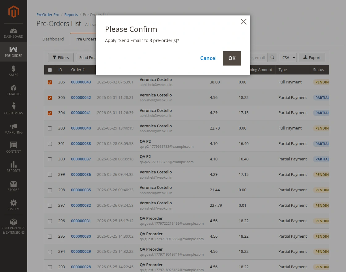magento admin notify customer