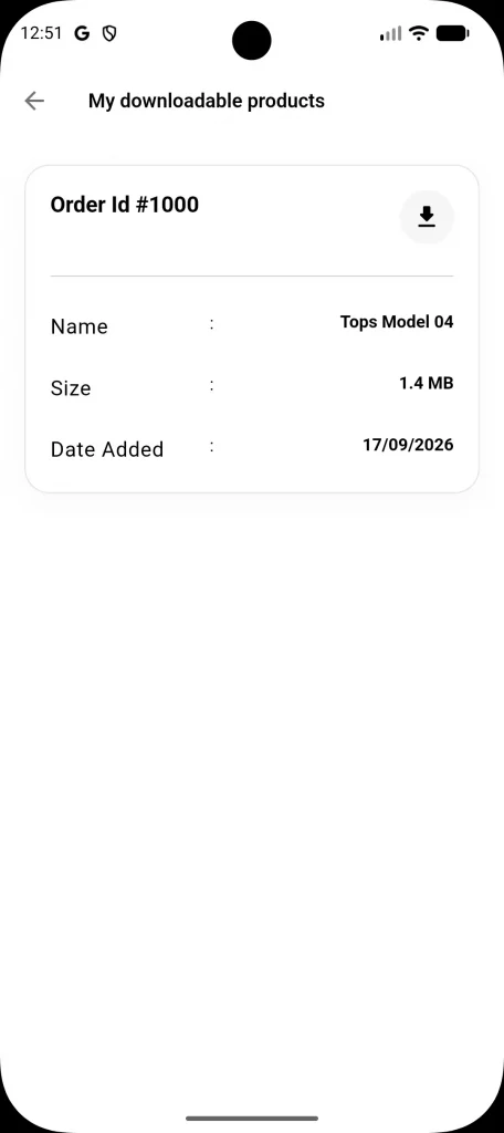 downloadable product screen