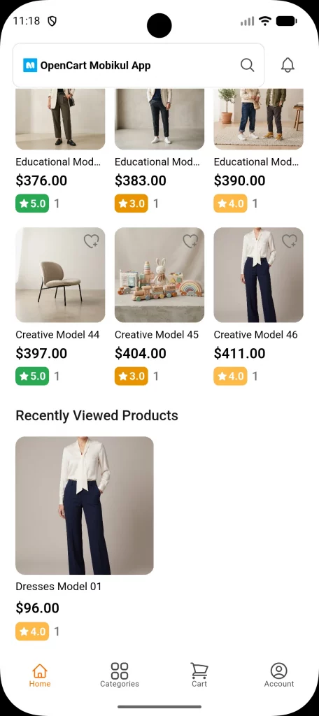 home page screen