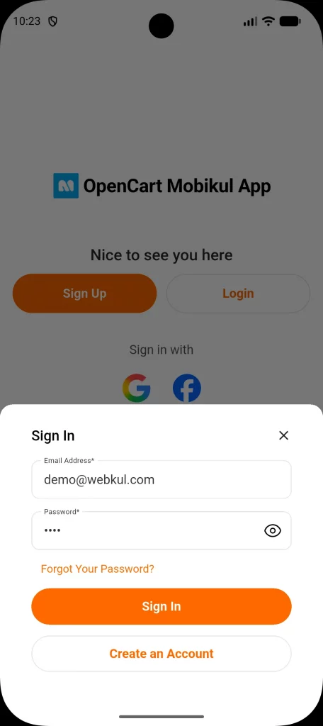 Sign screen