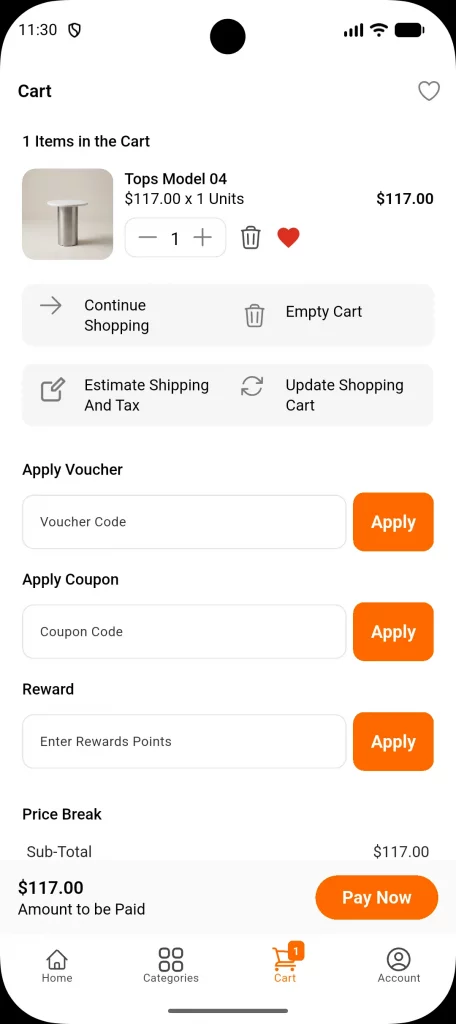 cart screen