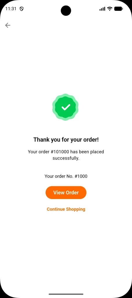 order confirmation page
