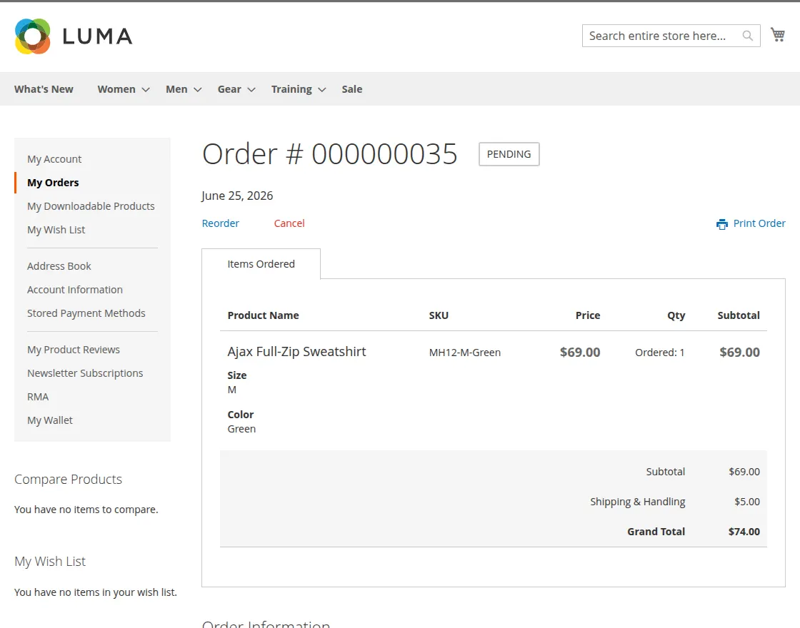 Order Details Page 
