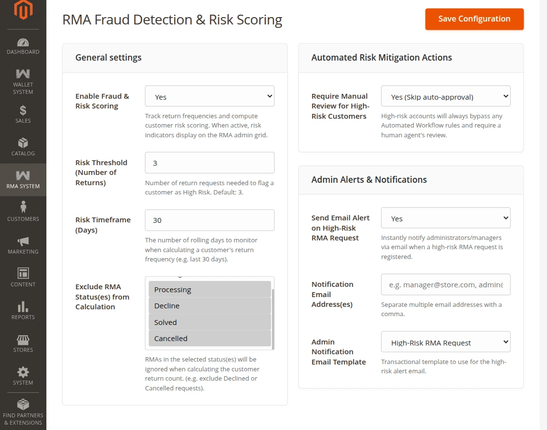 fraud configuration
