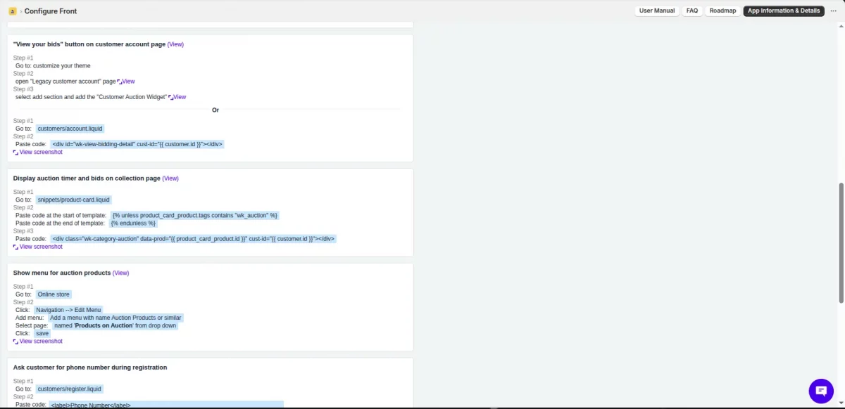 product auction fornt