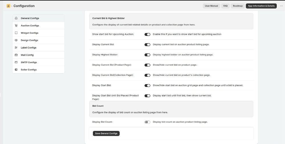 auction general config