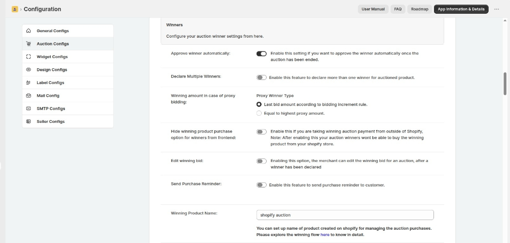 auction config