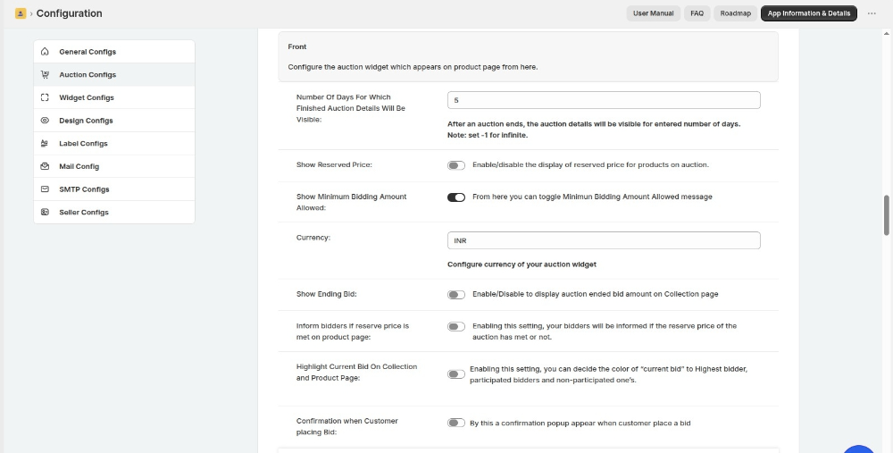 auction config