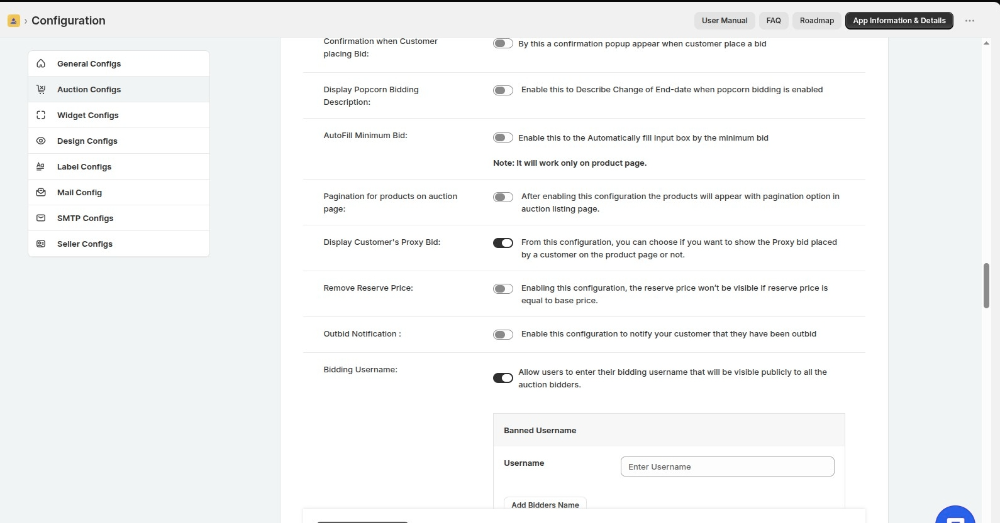 auction config