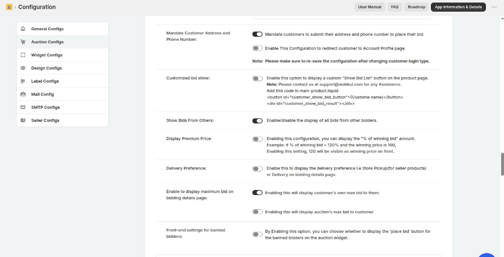 auction config