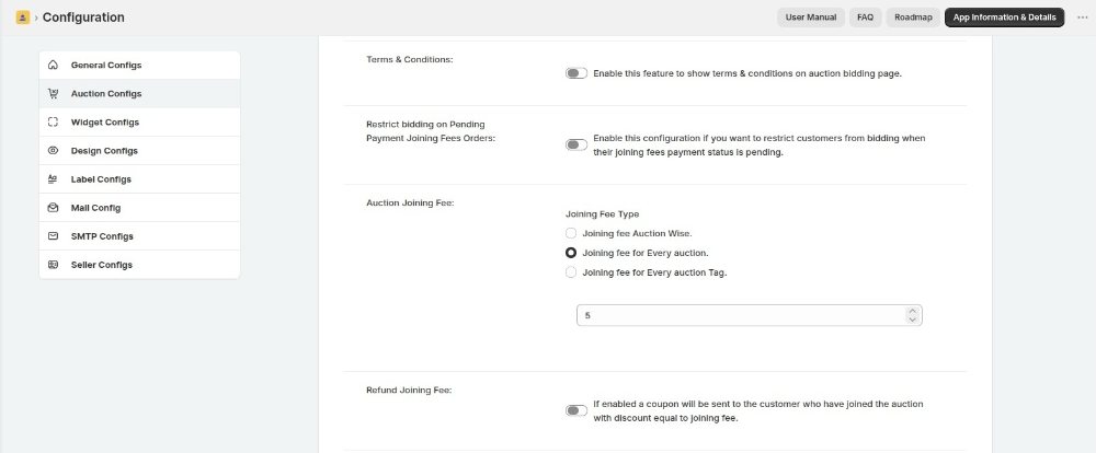 auction config