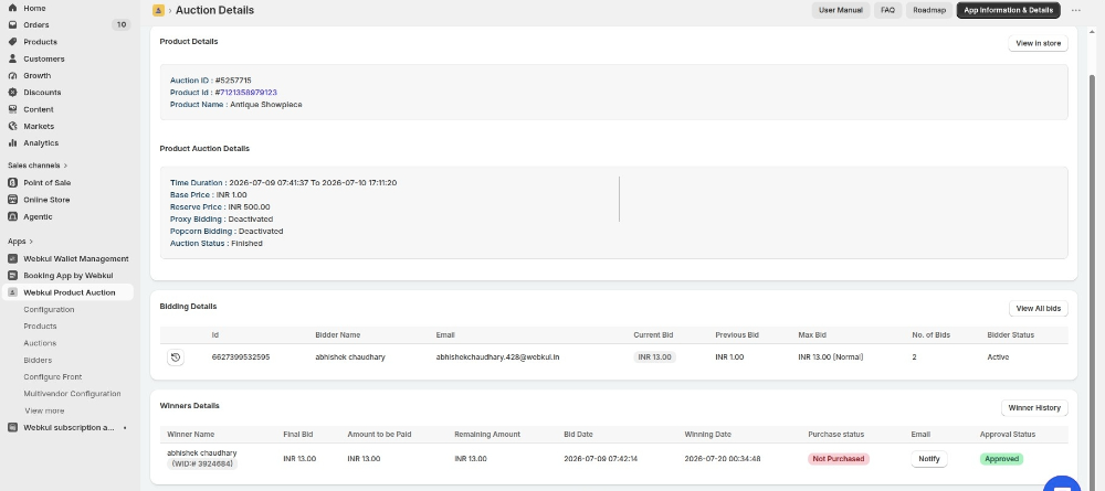 auction detail page