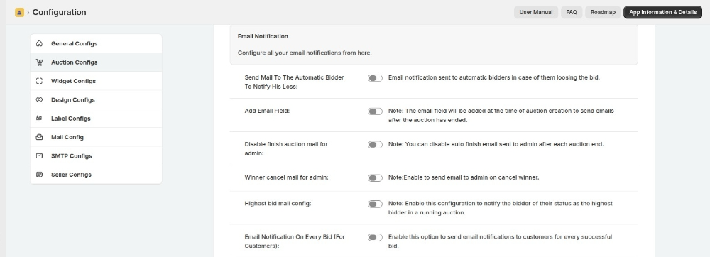 auction config