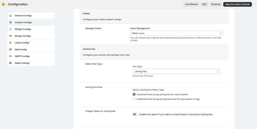 auction config