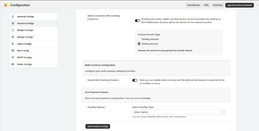 auction config