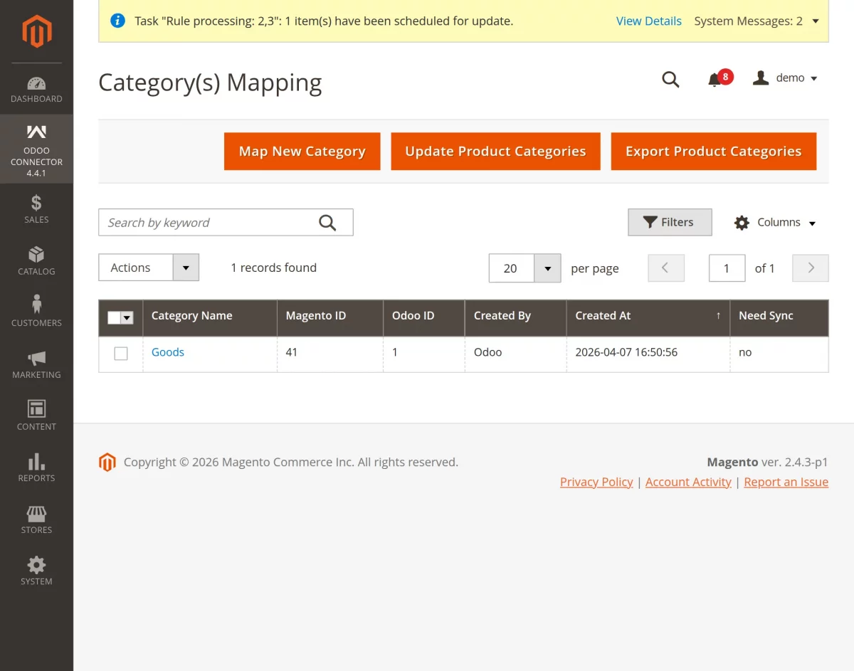category mapping