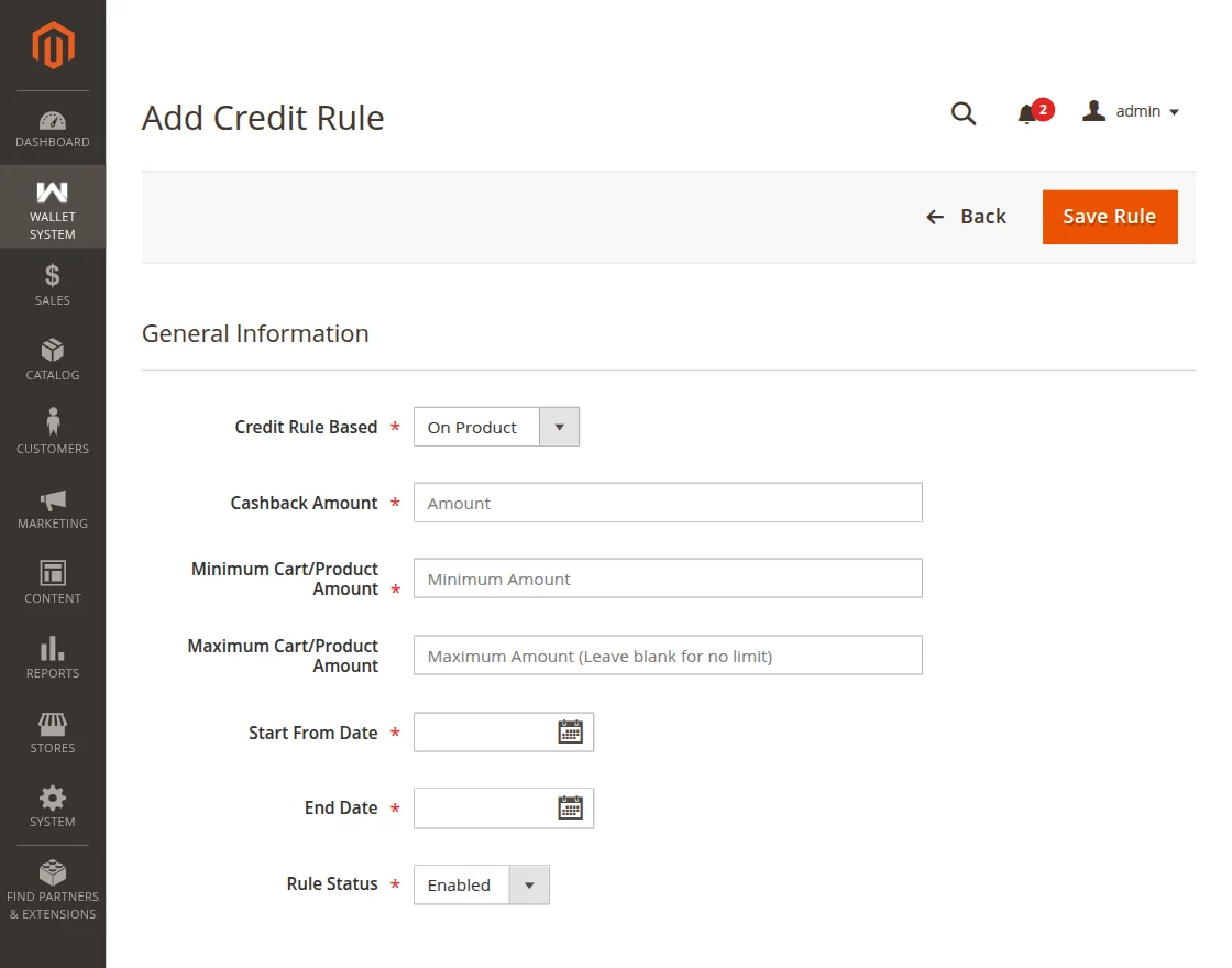 Add Credit Rule