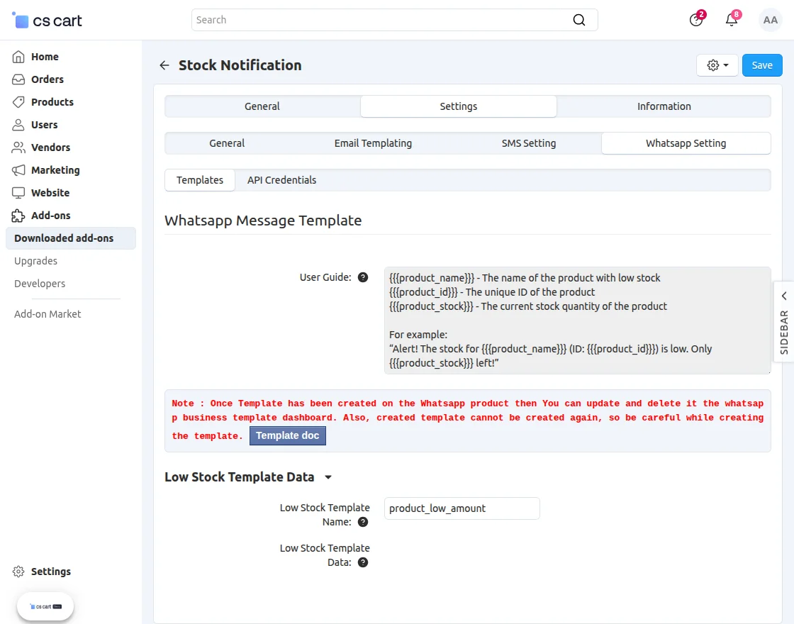 whatsapp setting page