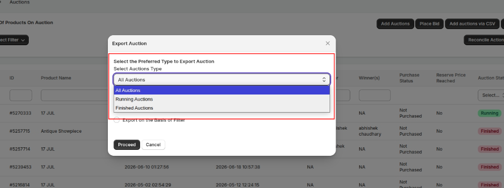 export auction