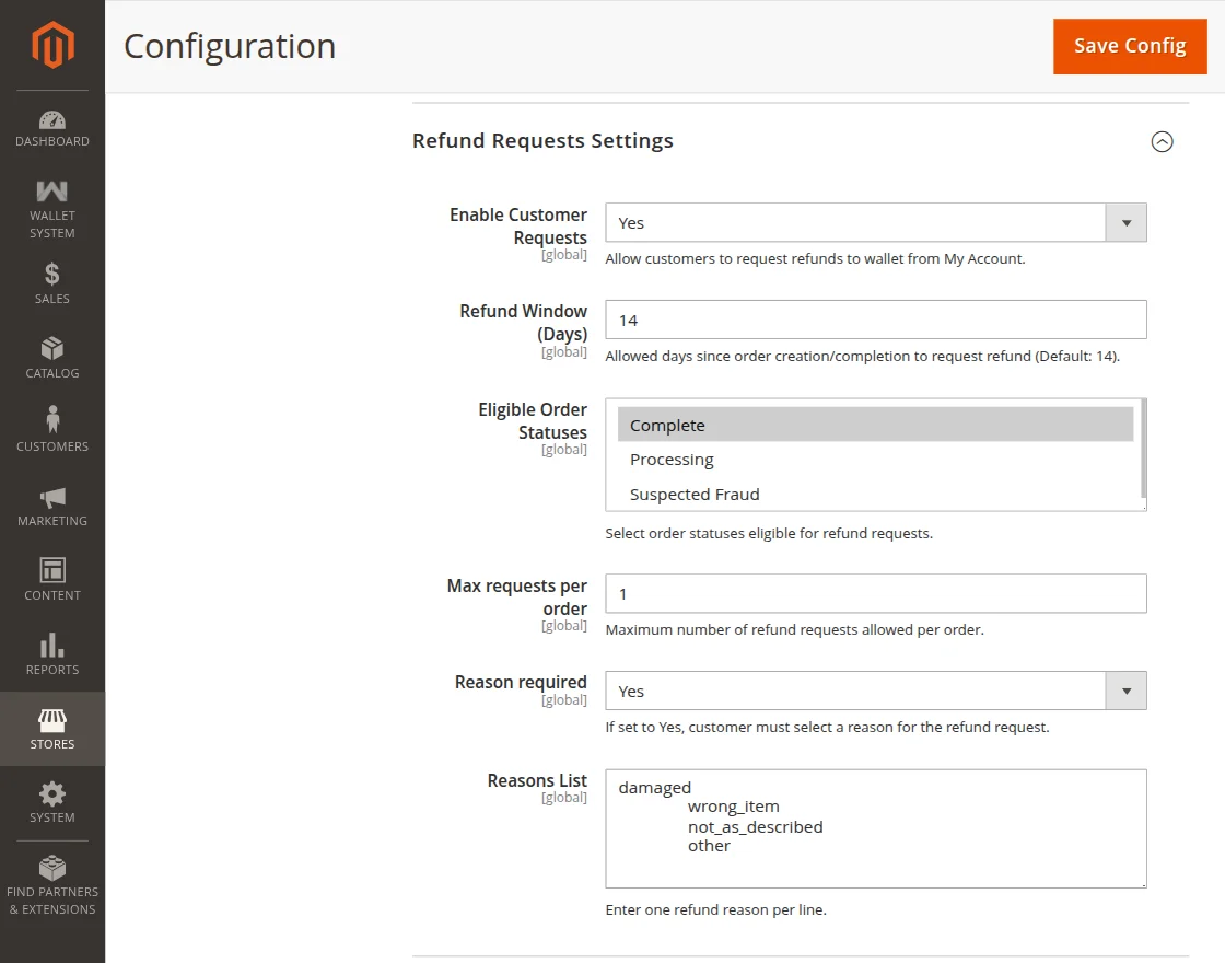 Refund Requests Settings