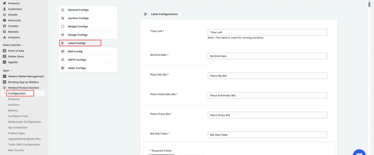 lable config