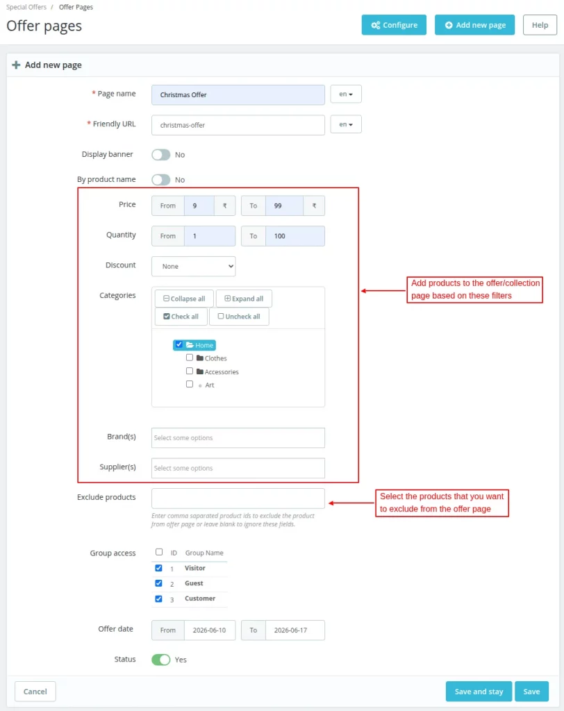 add offer page