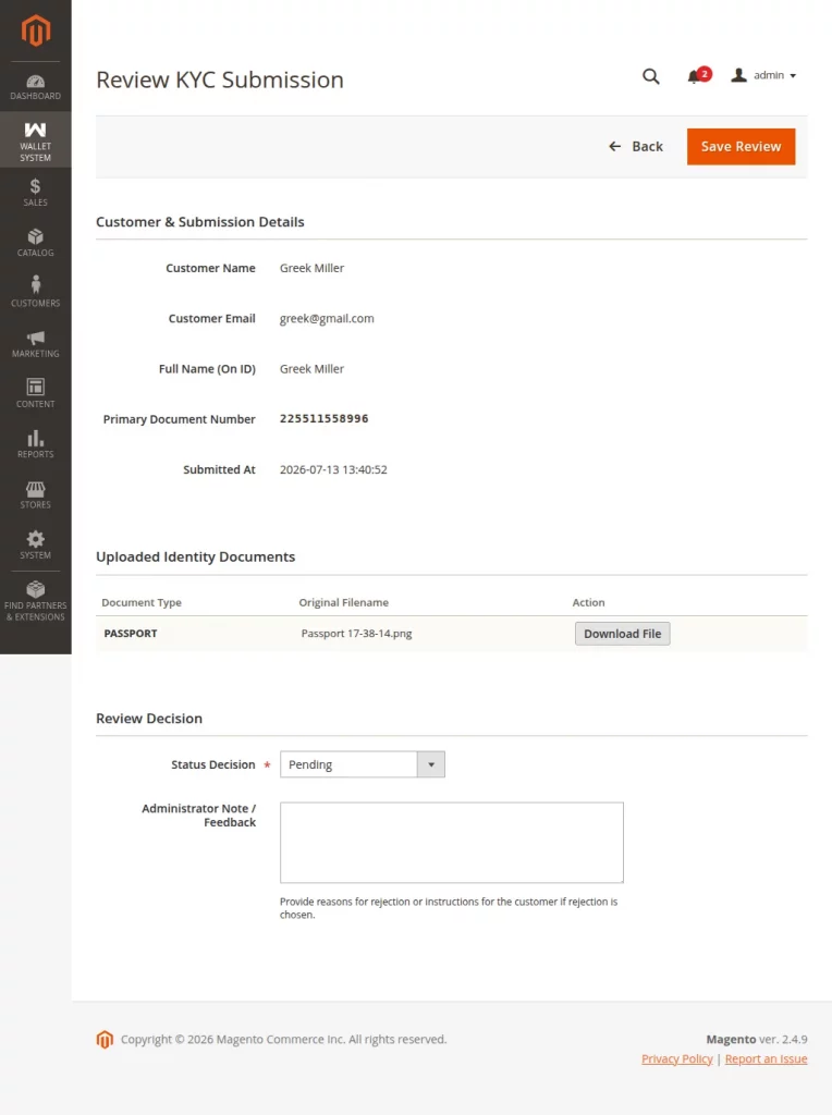 Review KYC Submission