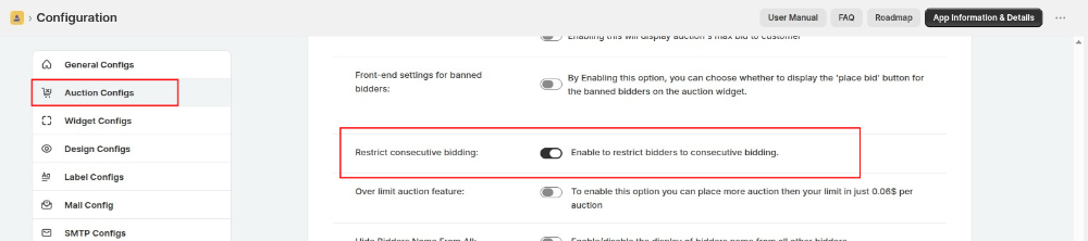 restrict consecutive bidding